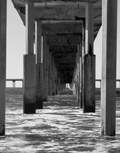 The pier at Ocean Beach San Diego - black and white