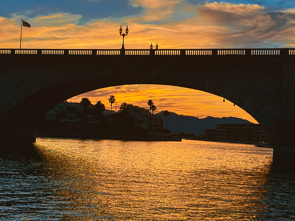 London Bridge - blue and orange sundown by Leslie Affeldt Photography
