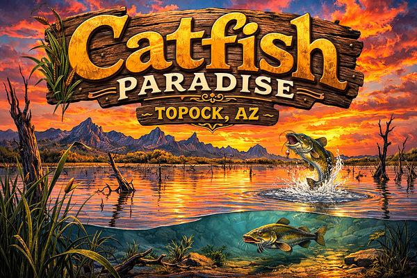Catfish Paradise Topock AZ - Graphic design by Leslie Affeldt Photography