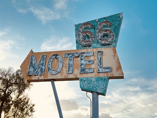 The 66 Motel - Needles California sign by Leslie Affeldt Photography
