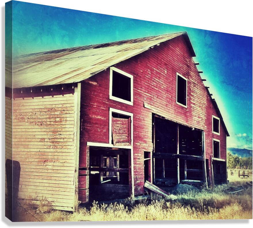 Distressed old red barn Canvas Print