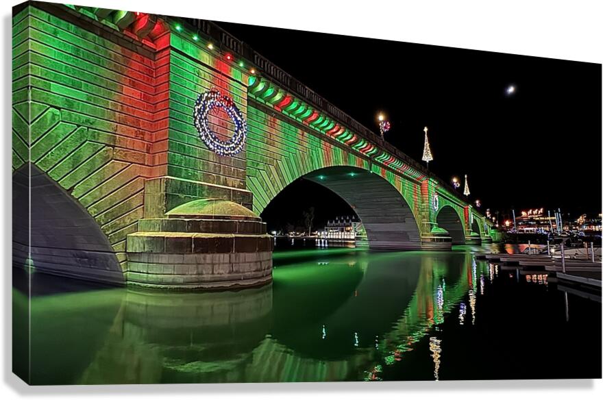 Christmas at London Bridge Reflection Canvas Print