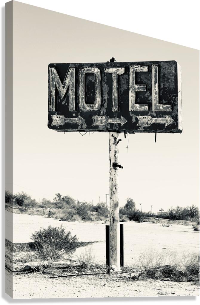 Whiting Bros Motel sign Yucca Arizona Route 66 B&W Canvas Print