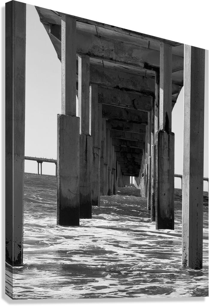 The pier at Ocean Beach San Diego - black and white Canvas Print