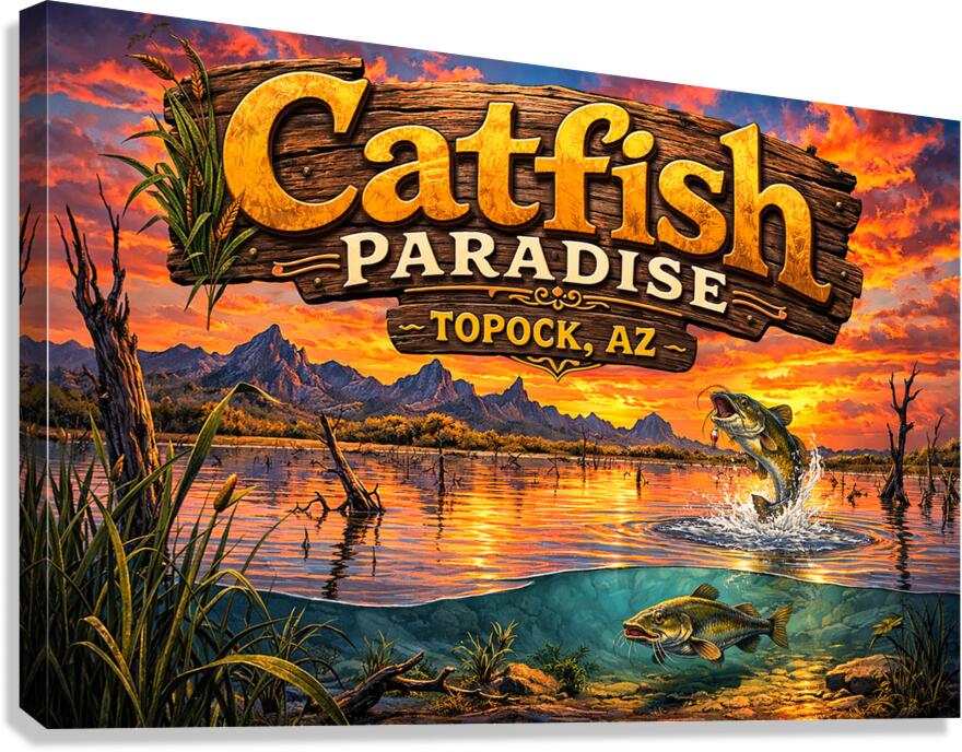 Catfish Paradise Topock AZ - Graphic design Canvas Print