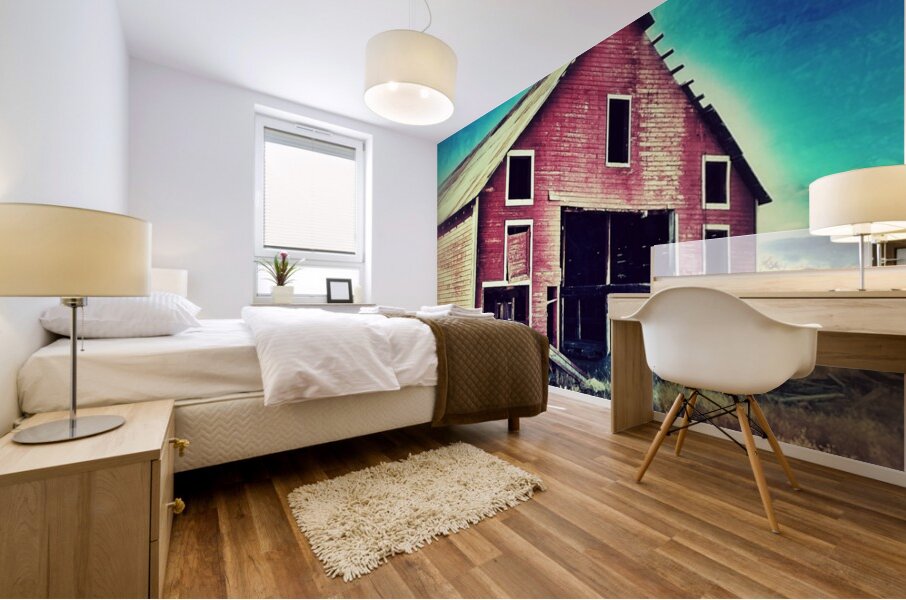 Distressed old red barn Mural print