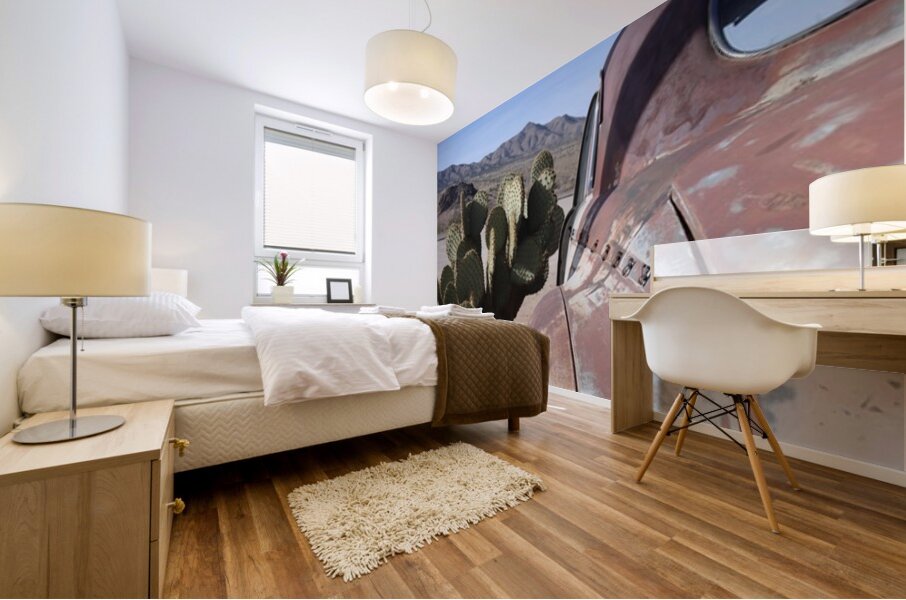 Old Cars and Cactus Mural print