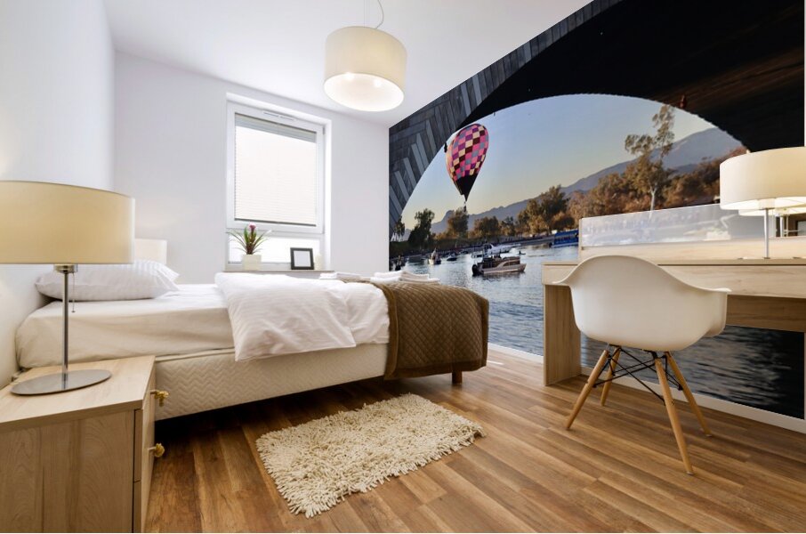 Balloons at the bridge -1 Mural print