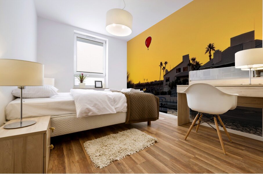 Red Balloon in the channel Mural print