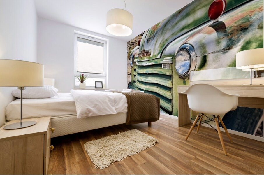 Vintage green truck Mural print