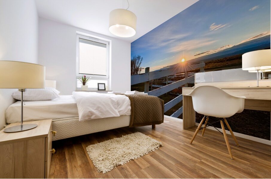 Split Rail Sunset Mural print