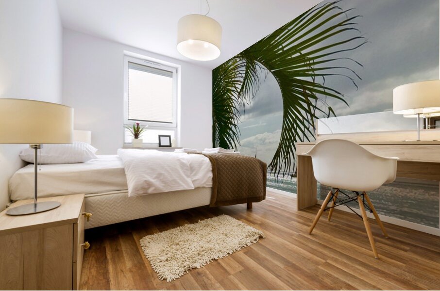 Oahu through the Palms Mural print