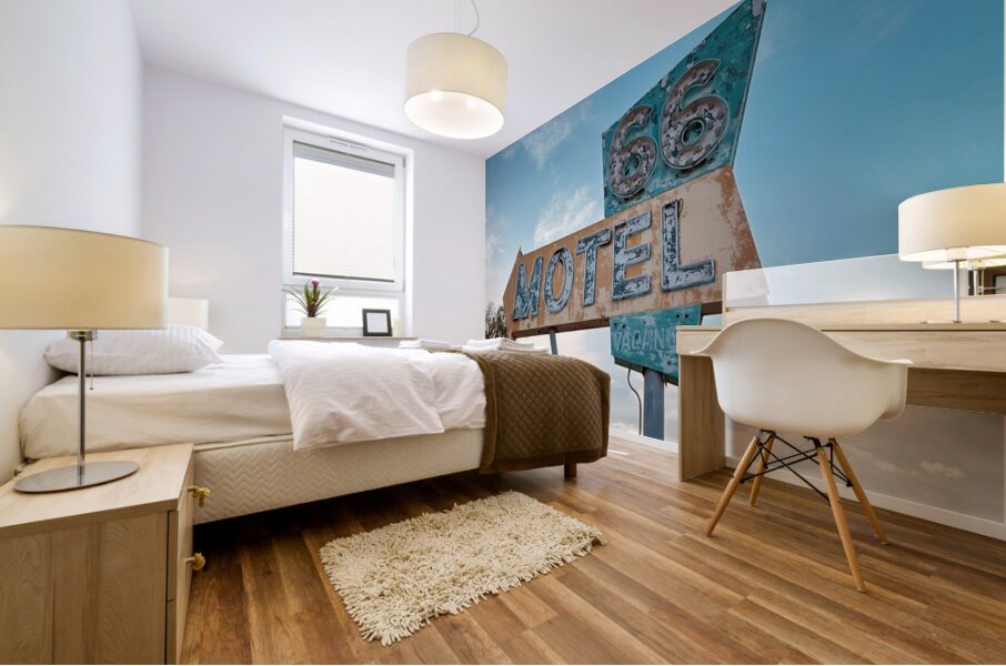 The 66 Motel - Needles California sign Mural print