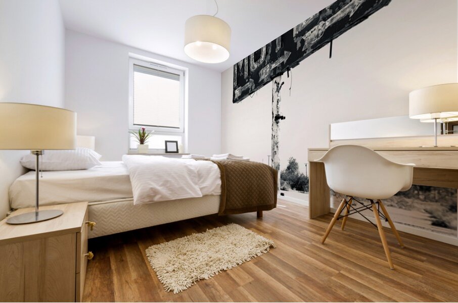 Whiting Bros Motel sign Yucca Arizona Route 66 B&W Mural print