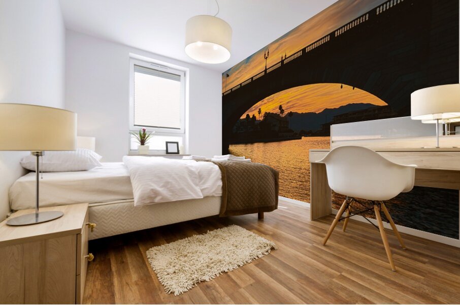 London Bridge - blue and orange sundown Mural print