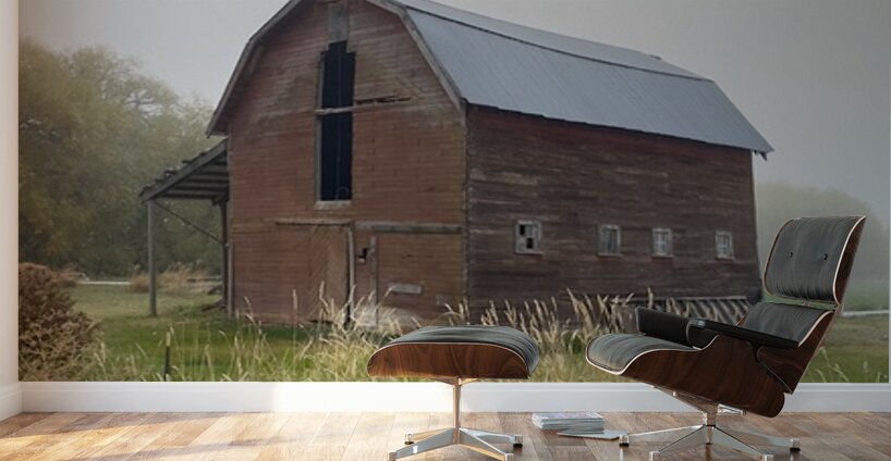 Barn in the mist 1 Wall Murals
