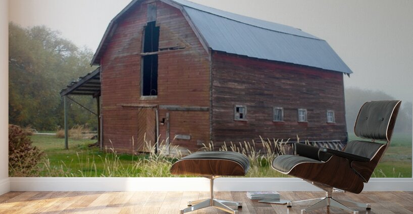 Barn in the mist 2 Wall Murals