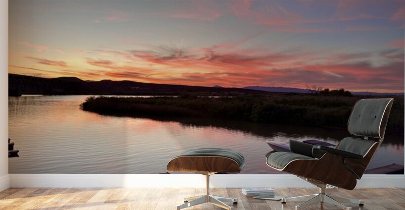 Sunset at the Topock Marina -1 Wall Murals