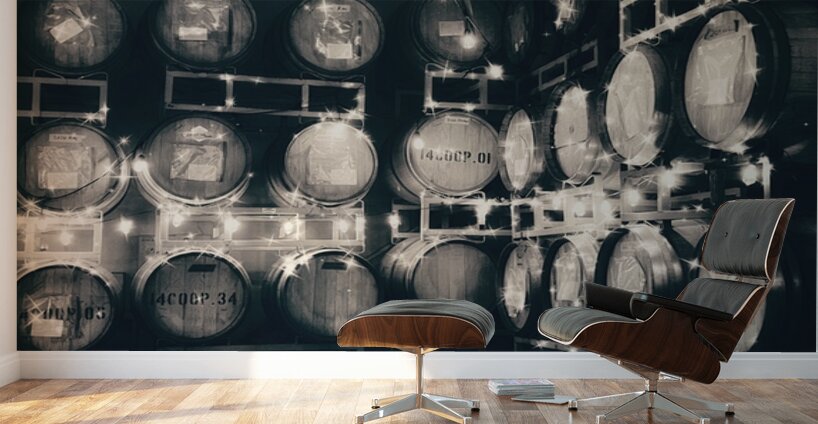 The Barrel Room -sepia Wall Murals