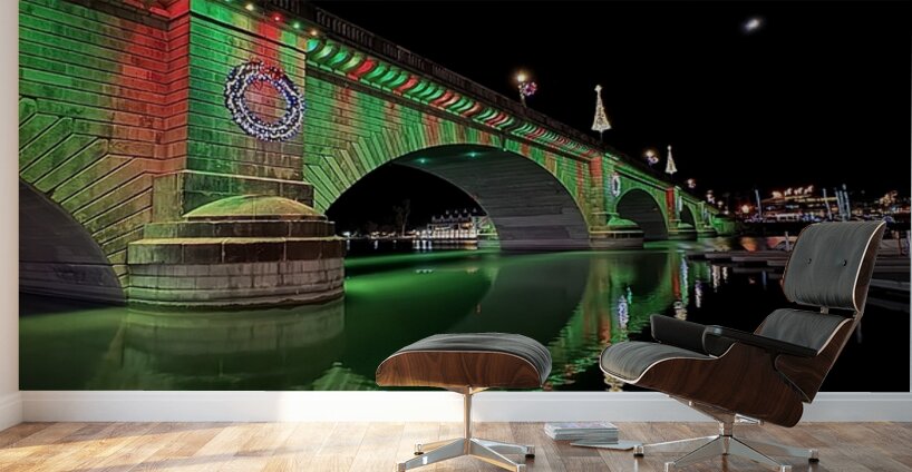 Christmas at London Bridge Reflection Wall Murals