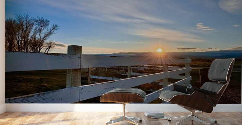 Split Rail Sunset Wall Murals