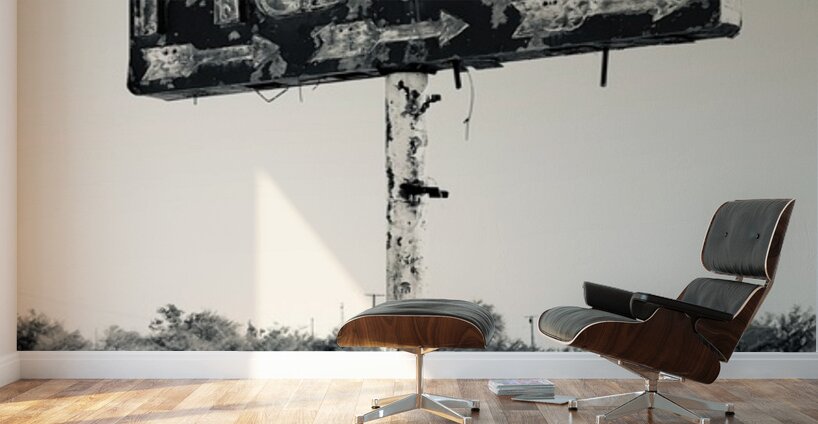 Whiting Bros Motel sign Yucca Arizona Route 66 B&W Wall Murals