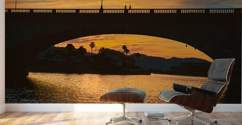 London Bridge - blue and orange sundown Wall Murals