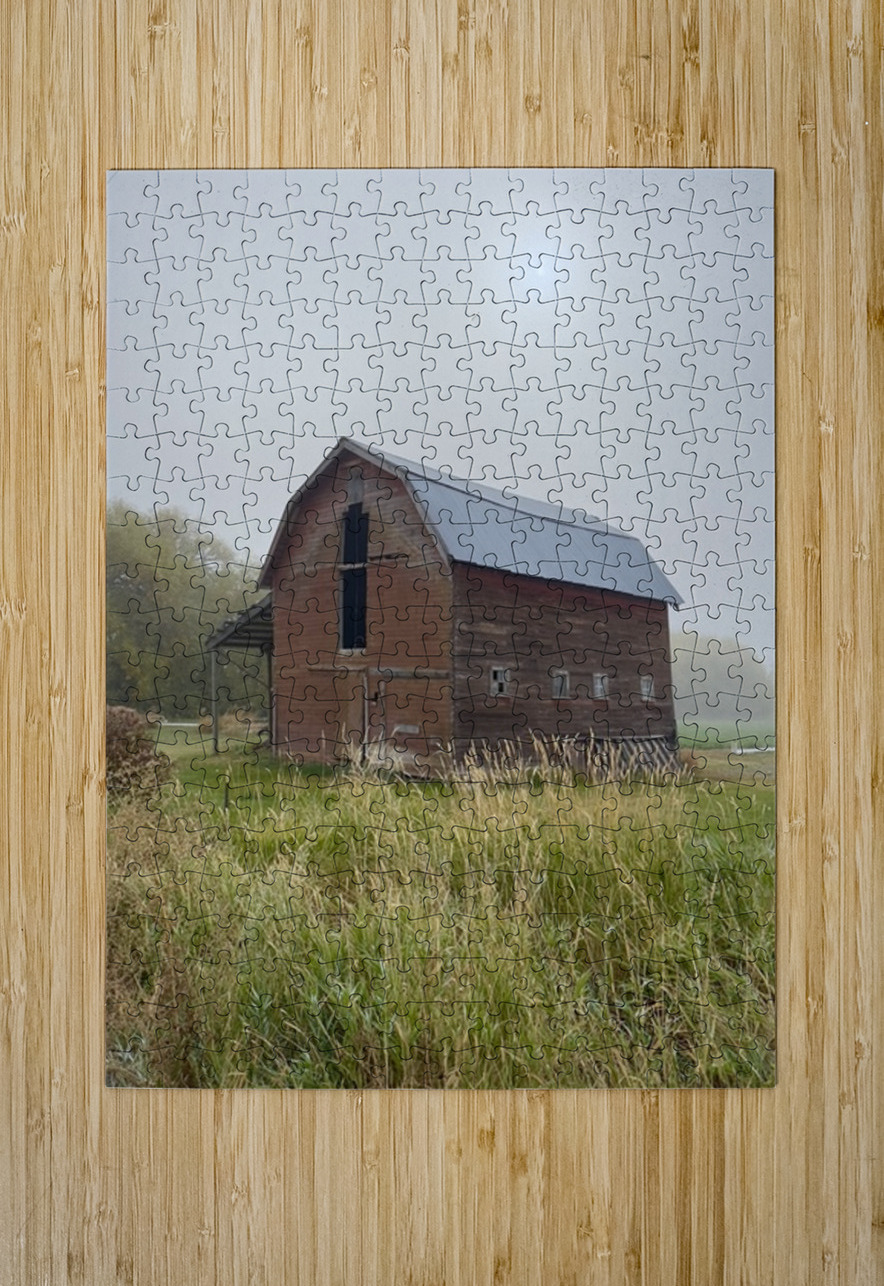 Barn in the mist 1 Leslie Affeldt Photography Puzzle printing