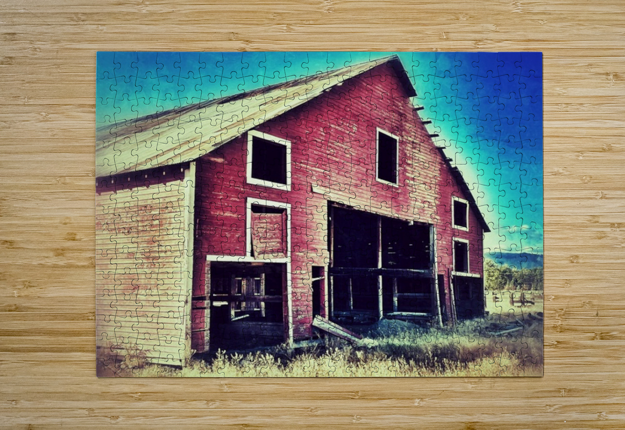 Distressed old red barn Leslie Affeldt Photography Puzzle printing