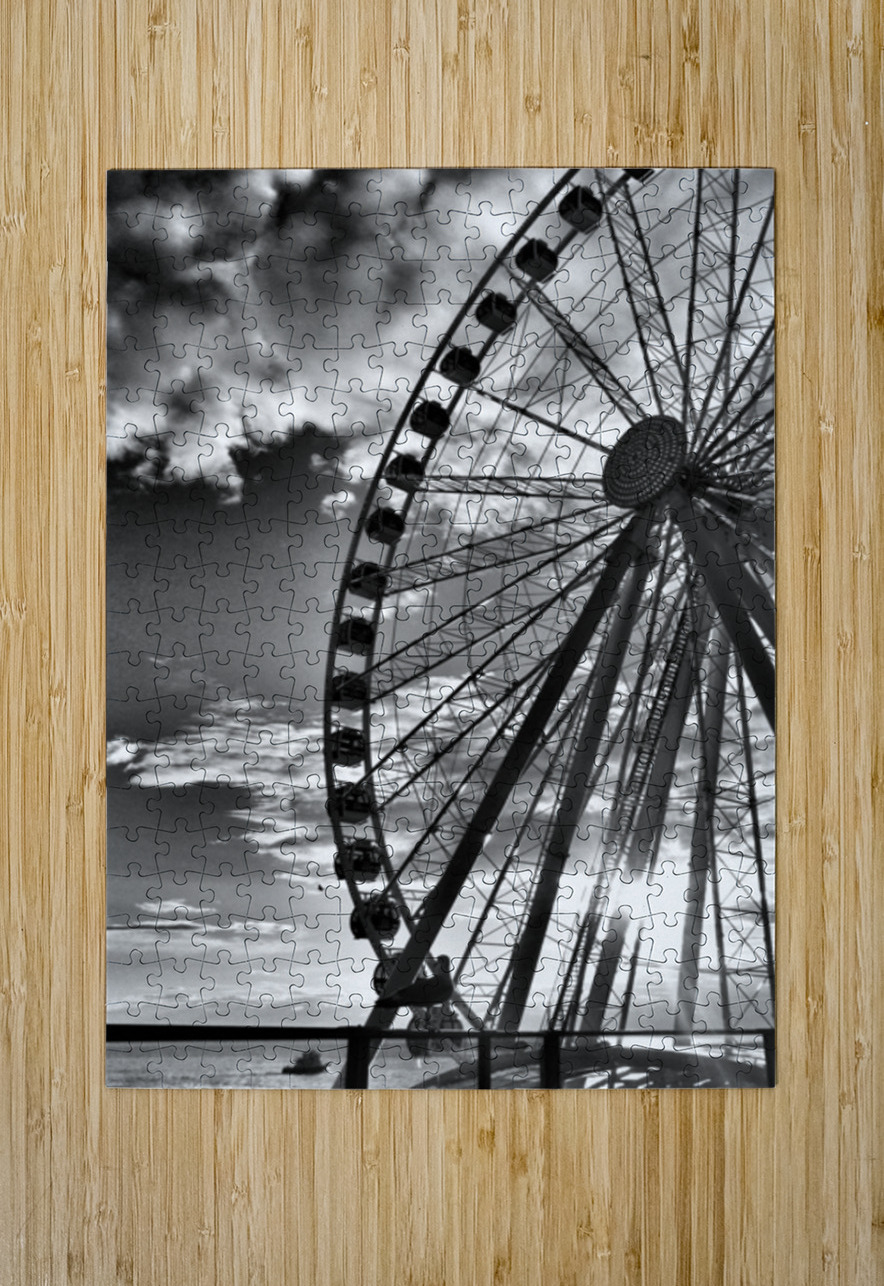 Seattle Great Wheel  B&W Leslie Affeldt Photography Puzzle printing