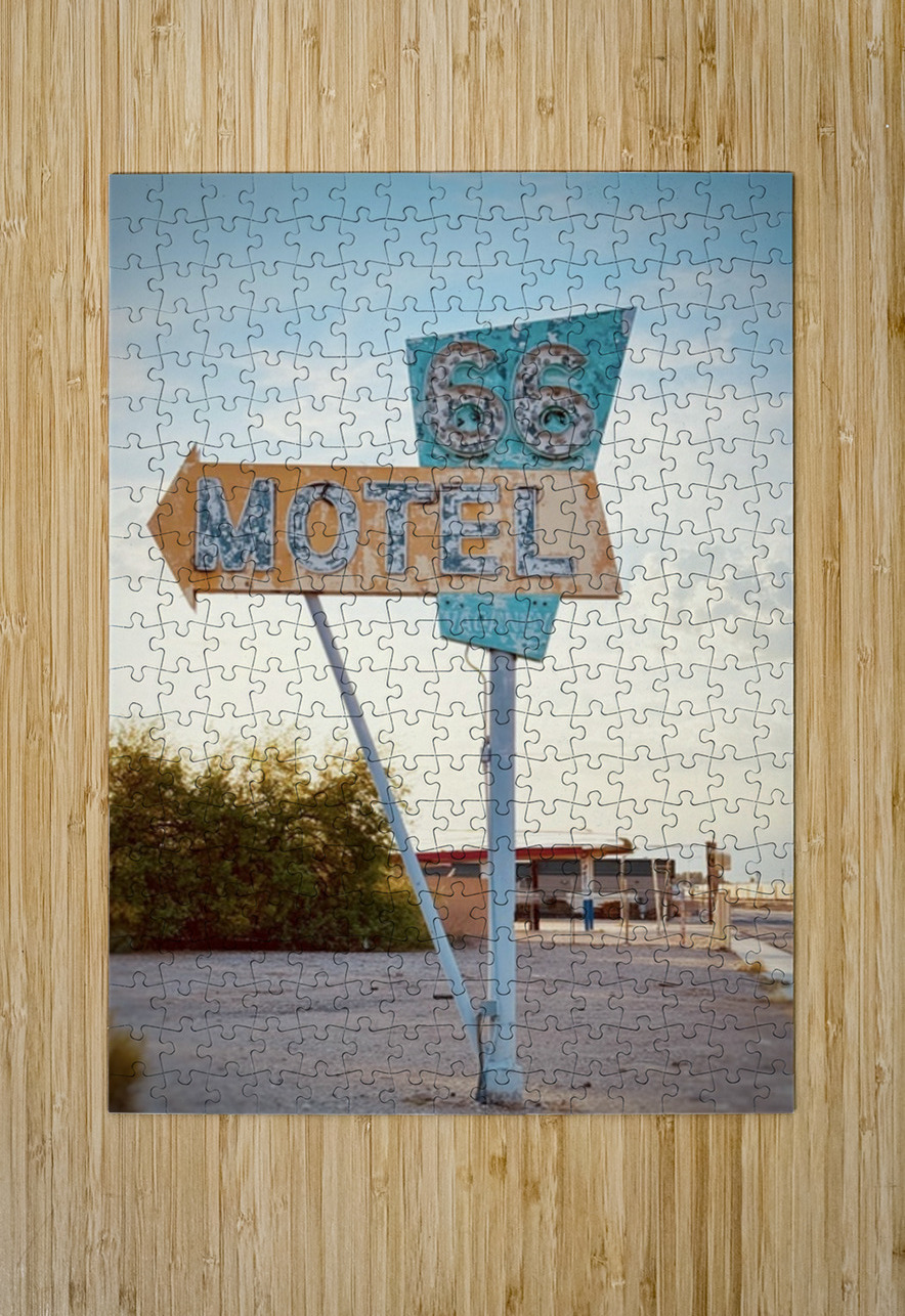 The 66 Motel - Needles California sign Leslie Affeldt Photography Puzzle printing