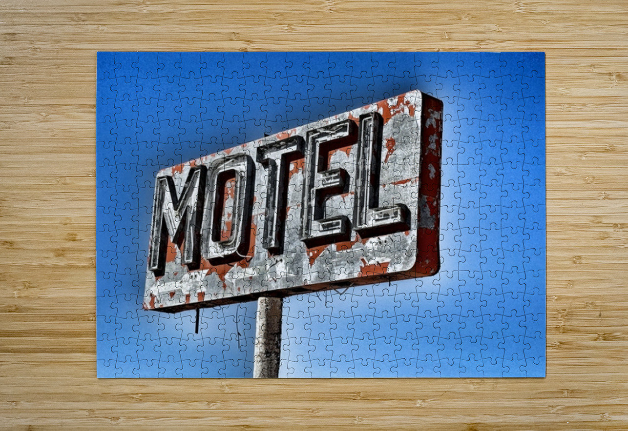 Whiting Bros Motel sign Yucca Arizona Route 66 - stylized Leslie Affeldt Photography Puzzle printing