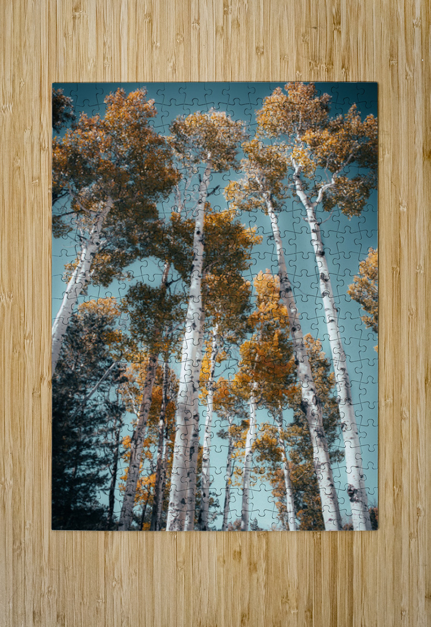 Blue skies and Aspen leaves Leslie Affeldt Photography Puzzle printing