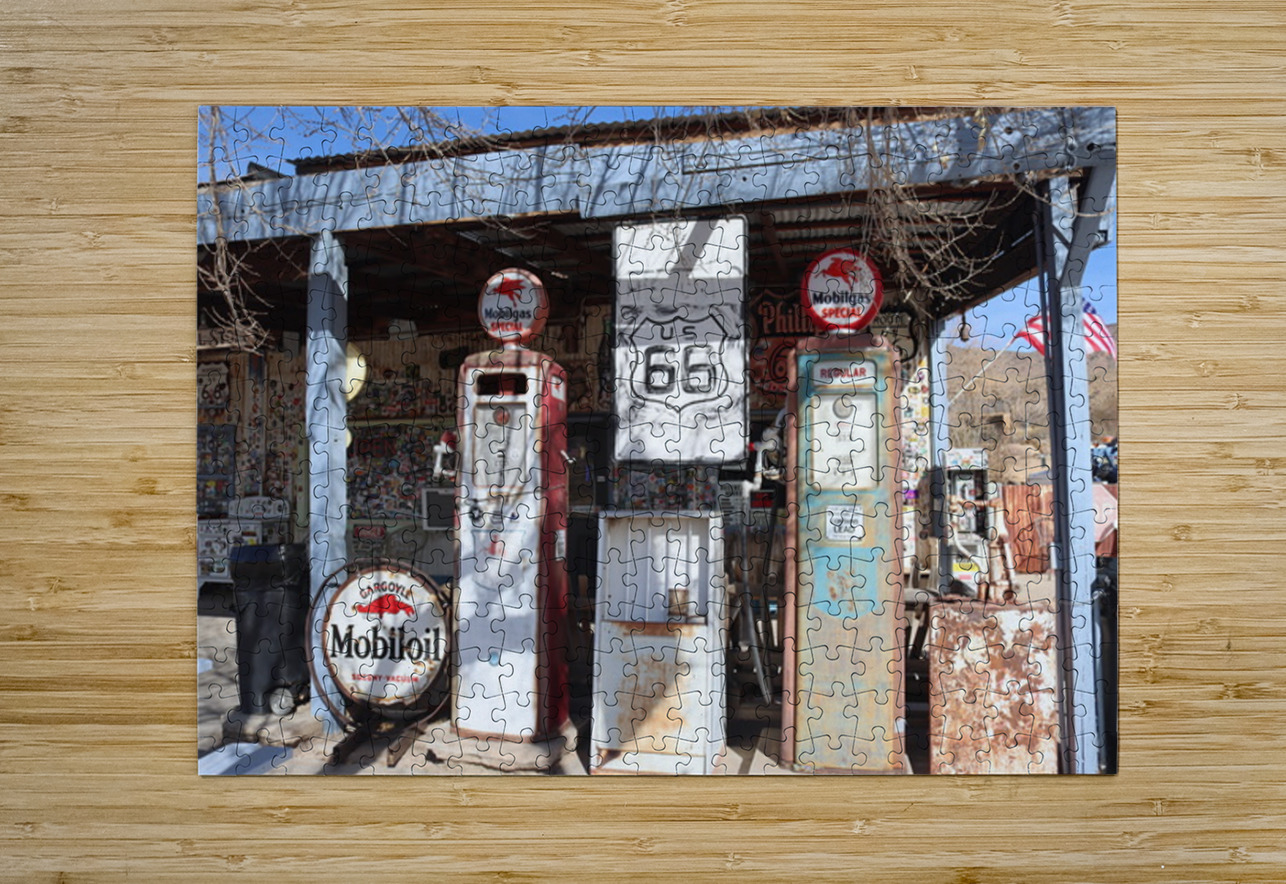 Mobil Oil at Hackberry Route 66 Leslie Affeldt Photography Puzzle printing