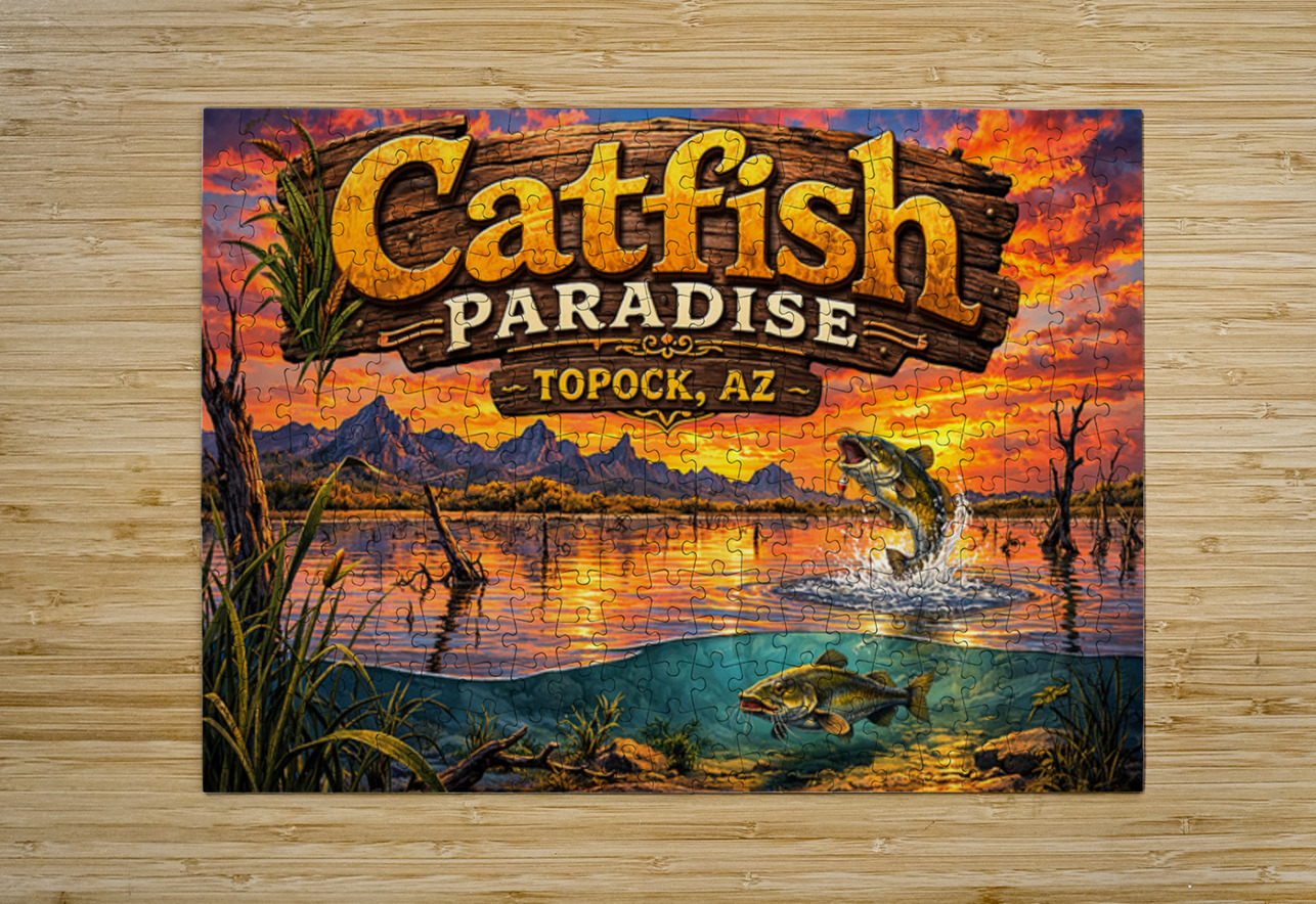 Catfish Paradise Topock AZ - Graphic design Leslie Affeldt Photography Puzzle printing